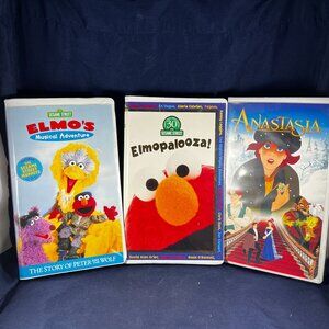 Sesame Street & Anastasia VHS Lot - Elmos Musical Adventure Elmopalooza Anastasi